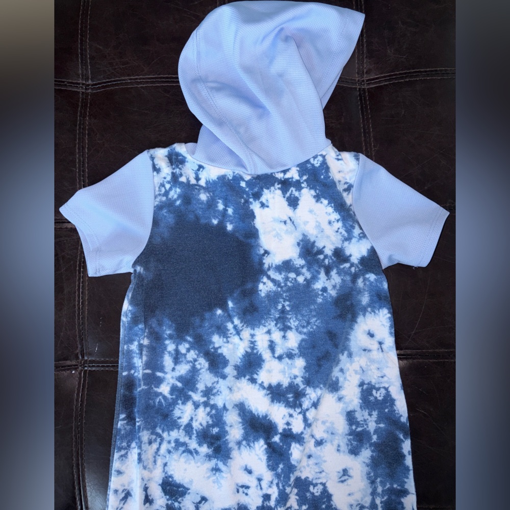 Jordan Sky Blue hues and White Tie-Dye Hoodie Dress - Picture 5 of 9